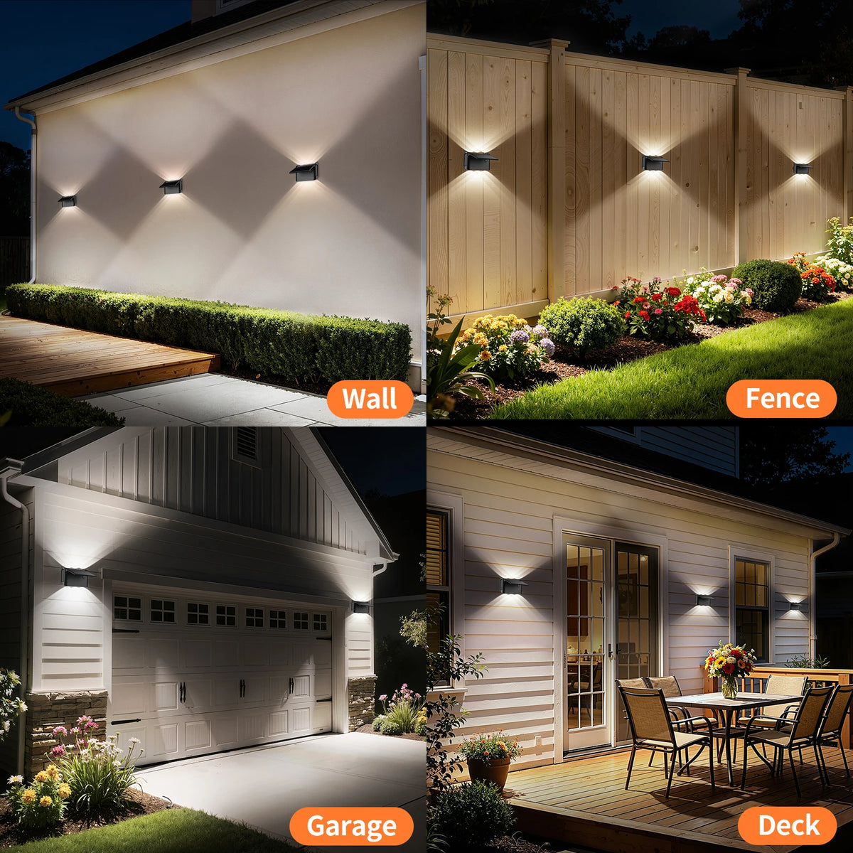 Lampade solari da parete Intelamp, confezione da 2 con telecomando,3 modalità di colore, IP65 |Illuminazione personalizzabile su/giù, lampada solare impermeabile IP65 per pareti esterne, recinzioni, patii e ingress