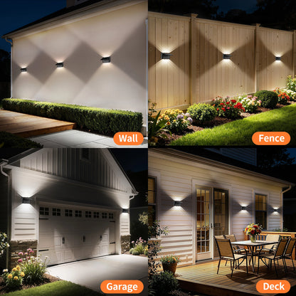Lampade solari da parete Intelamp, confezione da 2 con telecomando,3 modalità di colore, IP65 |Illuminazione personalizzabile su/giù, lampada solare impermeabile IP65 per pareti esterne, recinzioni, patii e ingress