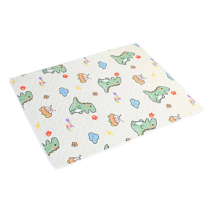 Tappetino per Cambio Pannolini 80x120cm a 4 Strati con Motivo Dinosauro e Cuore, Impermeabile e Lavabile, per Protezione Notturna e Mestruale, Cura del Bambino