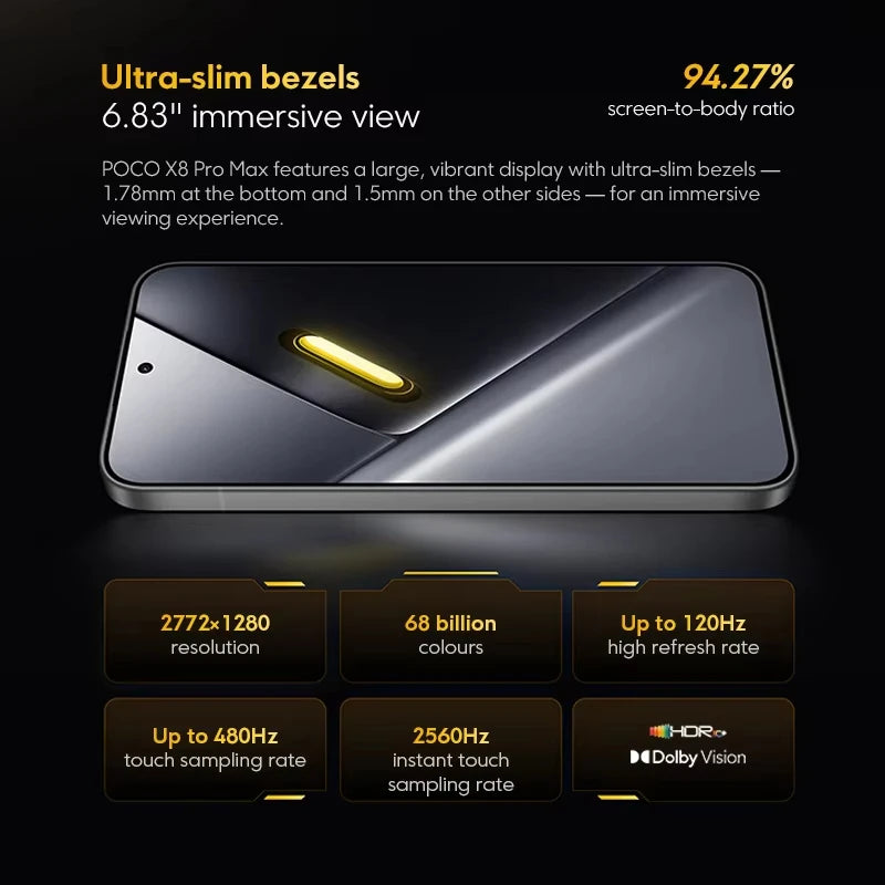 Versione Globale POCO X8 Pro Max 5G NFC Smartphone, Batteria Monster da 8500mAh, Dimensity 9500s, Display AMOLED da 6.83'' 1.5K 120Hz