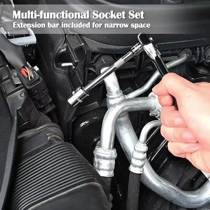 Kit di Riparazione Auto da 46 Pezzi con Attrezzi a Cricchetto Verdi per Manutenzione Veicoli