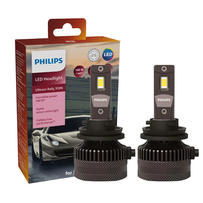 Philips LED 15000lm Ultinon Rally 3590 H4 H7 H8 H11 HB3 HB4 H19 HIR2 H1 Faro per auto 6500K Bianco Potenza massima 180W 12V 4200K U359N