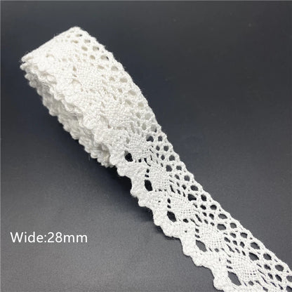 10mm-50mm 2 metri di nastro di pizzo di cotone 100% bianco per abbigliamento tessuto da cucito rifiniture in cotone all'uncinetto nastro di pizzo accessori fatti a mano