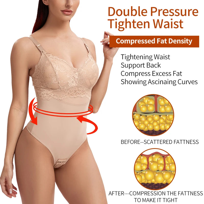 Perizoma in pizzo Body Shapewear Donna Nuovo Shaper per tutto il corpo Vita sottile Tummy Control Intimo Pancia piatta Corsetto liscio Nudo