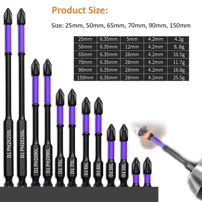 5-60PCS PH2 Set di punte per avvitatore a percussione Set di cacciaviti a croce magnetici Set di punte per trapano a percussione Vite Cacciavite a croce antiscivolo in acciaio legato