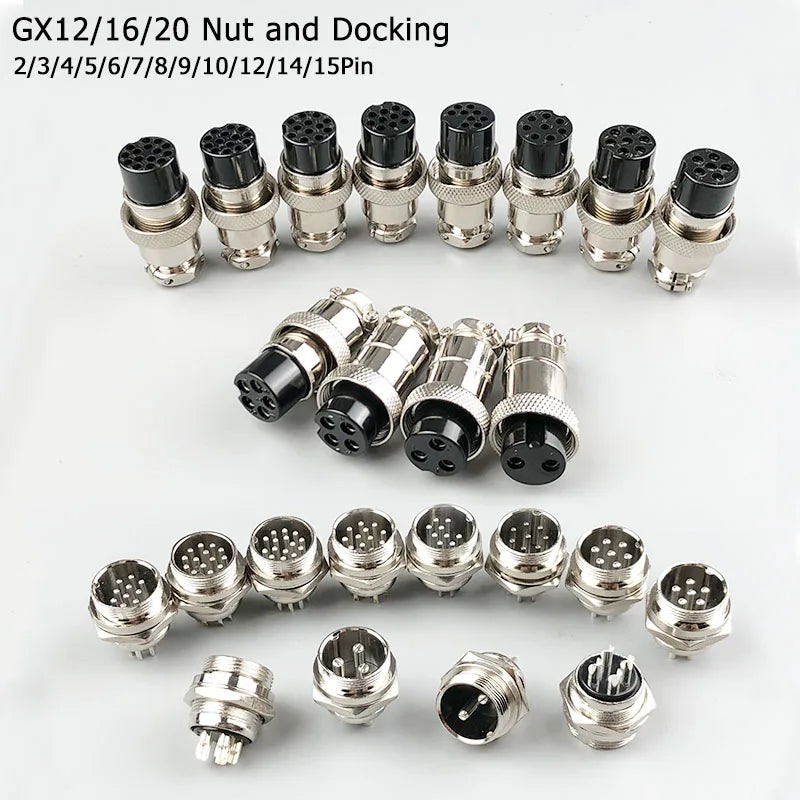 5/10/100Set GX12 GX16 GX20 Connettore aeronautico 2 3 4 5 6 7 8 9 10 12 14 15 Pin Maschio Femmina Cavo di aggancio Aviatore Presa di corrente