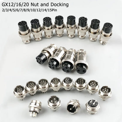 5/10/100Set GX12 GX16 GX20 Connettore aeronautico 2 3 4 5 6 7 8 9 10 12 14 15 Pin Maschio Femmina Cavo di aggancio Aviatore Presa di corrente