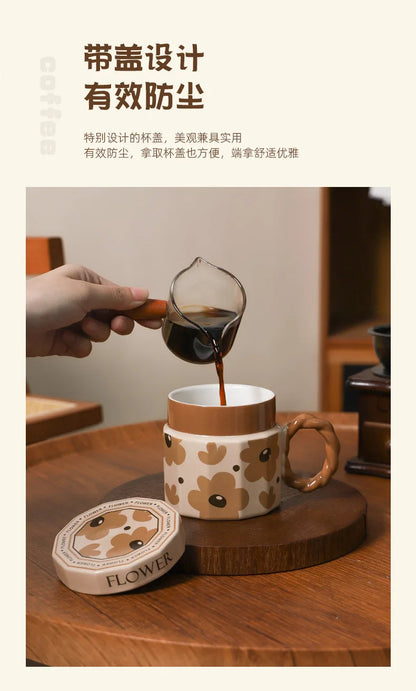 Tazze in ceramica retrò creative, alto livello di aspetto, tazze famose in Internet, souvenir di lusso leggero, tazze da caffè con LIDS