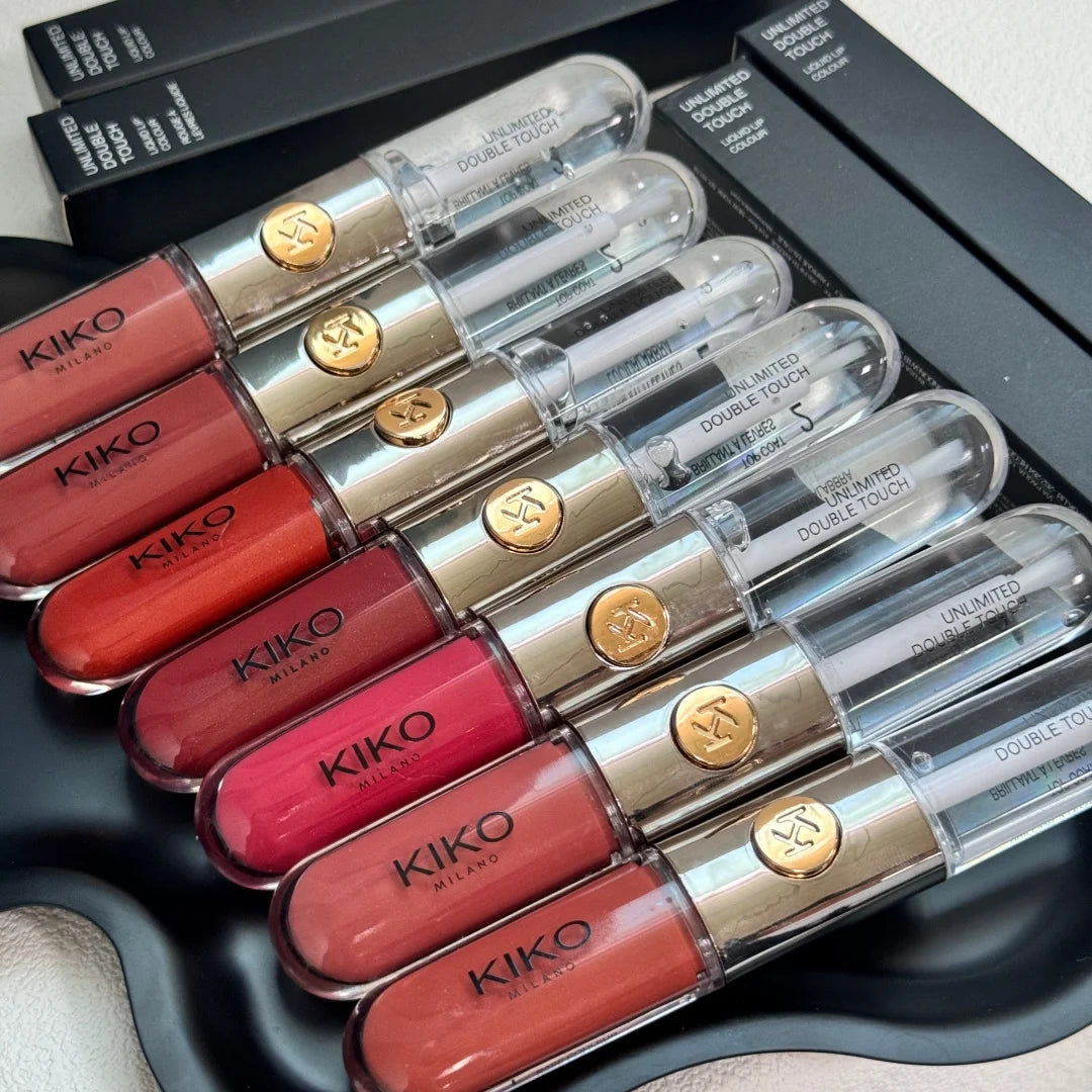 KIKO Milano Double Touch Lip Gloss 16 ore Effetto Specchio Non Sbiadisce Non Macchia Lunga Durata Blocco Colore Trucco Labbra Con Confezione