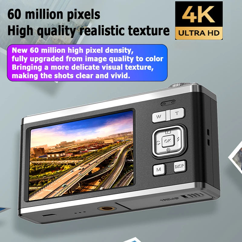 Fotocamera digitale 4K con doppio schermo, obiettivo telescopico, zoom ottico 16x ad alta definizione, fotocamera impermeabile, ideale per selfie, per migliorare l’aspetto, per uso domestico, modello C23.
