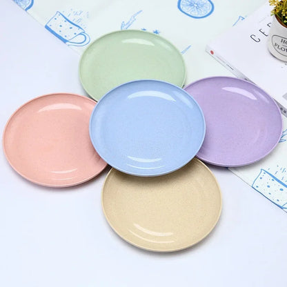 Set di 5 piatti colorati in paglia di grano, piatto per verdure, piatto per frutta, piatto da insalata in stile nordico, stoviglie, piatto in plastica per uso domestico