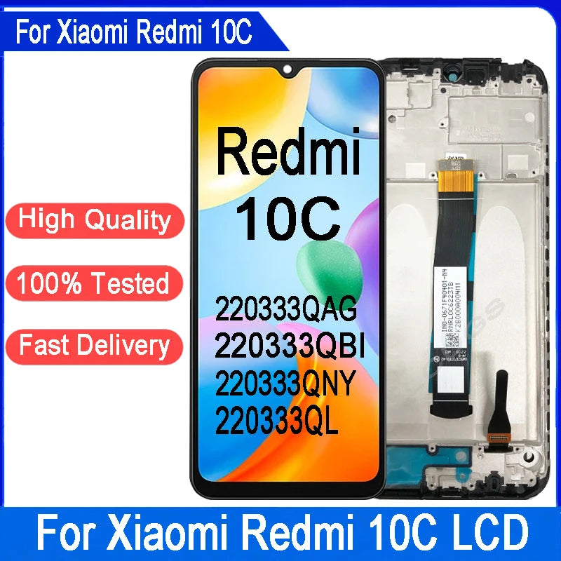 6.71 "originale per Xiaomi Redmi 10C Display LCD Touch Screen Digitizer Assembly con cornice per schermo Lcd Redmi 10C 220333QBI