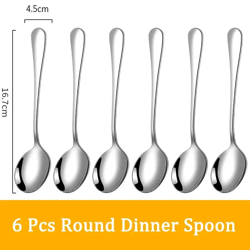 Set di posate da 24 pezzi in acciaio inossidabile, set di stoviglie, cucchiaio e forchetta, coltello, forchetta, cucchiaio da dessert, cucchiaio da tè