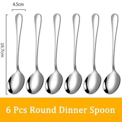 Set di posate da 24 pezzi in acciaio inossidabile, set di stoviglie, cucchiaio e forchetta, coltello, forchetta, cucchiaio da dessert, cucchiaio da tè