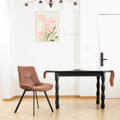 Set di 2 sedie da pranzo moderne in ecopelle con gambe in metallo marrone, per ufficio/soggiorno, 75 × 45 × 57 cm