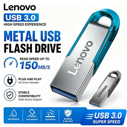 Lenovo Super Mini USB 3.0, chiavetta USB da 1 TB, 512 GB, 256 GB, 128 GB, 64 GB, ad alta velocità, per dispositivi Android e laptop.