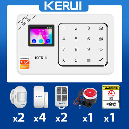 Kit Sistema di Allarme Domestico WIFI GSM KERUI Compatibile con Tuya, Allarme Antifurto Supporta Alexa Google, Sicurezza Wireless per Casa 433MHz