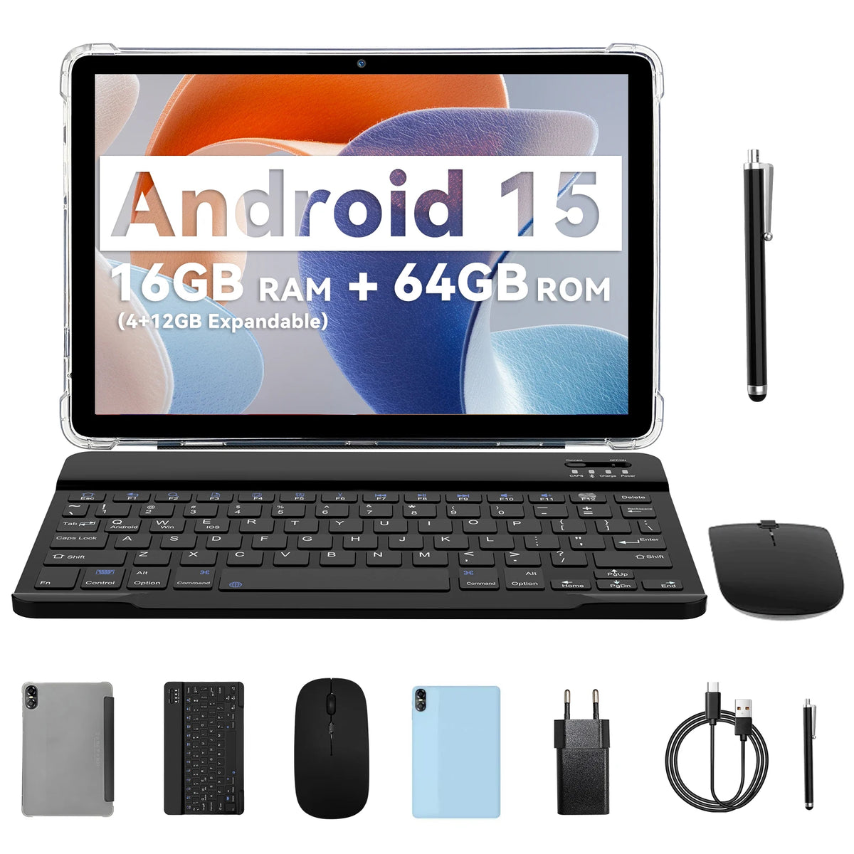 Tablet Android da 10.1" con Processore Octa-core, 16GB (4+12GB Virtuali) di RAM, 64GB di ROM, Schermo Touch HD IPS, Wi-Fi 6, BT 5.0, Doppia Fotocamera