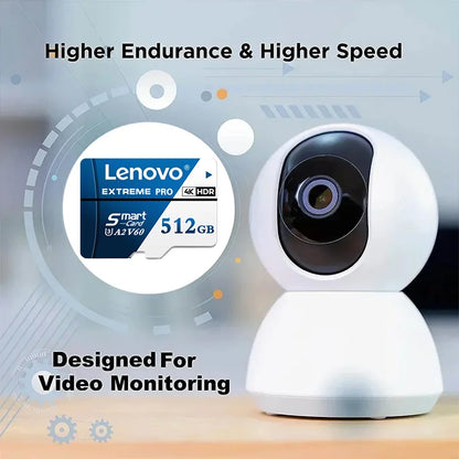 Scheda Micro SD Lenovo 1TB 512GB, scheda SD ad alta velocità 256GB 128GB, scheda TF UHS‑I, scheda di memoria impermeabile per dash cam, telecamere di videosorveglianza, Nintendo Switch.