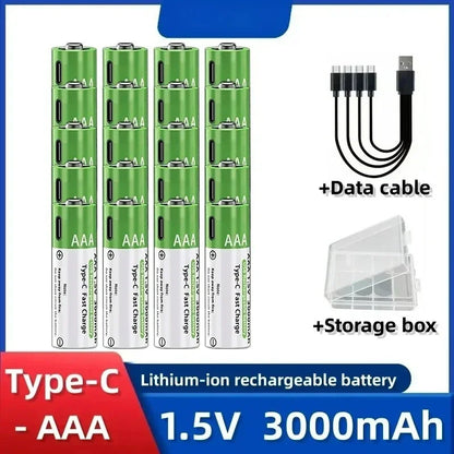 2026 NUOVA Batteria agli Ioni di Litio Tipo-C Ricaricabile ad Alta Capacità AA&AAA per Telecomando, Mouse, Giocattoli Elettrici