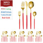 Set di posate dorate da 30 pezzi in acciaio inossidabile, coltelli, forchette, cucchiai, set di stoviglie per banchetti, ristoranti e ospiti