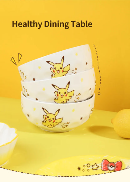 Set di Stoviglie in Ceramica Pokemon Autorizzato SHUNXIANG, Piatti con Motivi Cartoon, Set da Cena, Adatto al Microonde, per Casa, Ciotole
