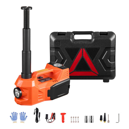 SucceBuy Cric per Auto Elettrica, Cric a Forbice Elettrico 5T con Gonfiatore Incorporato Cambio Pneumatici 12V con Luce LED per Camion SUV Berlina