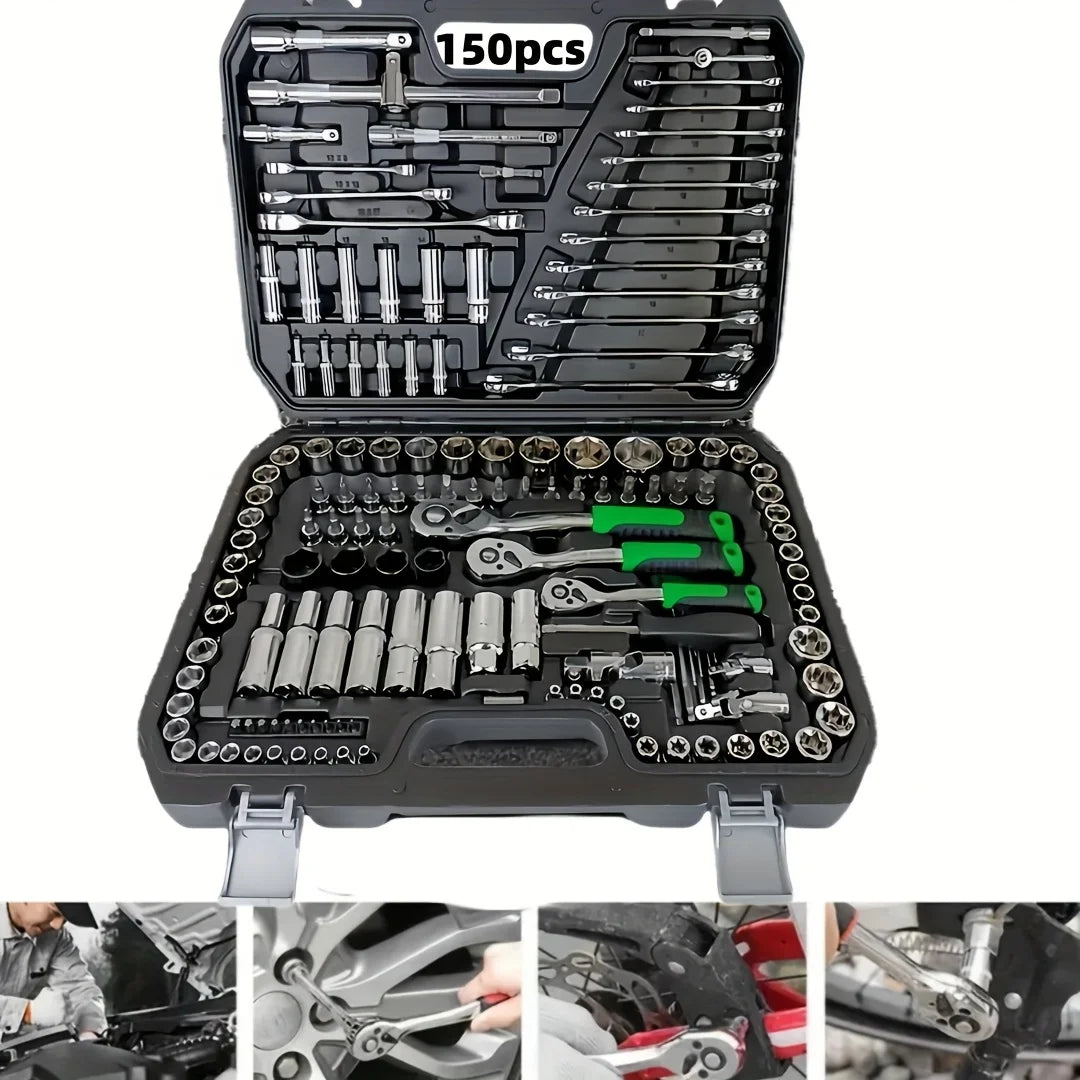 Set di 150/46 pezzi per la riparazione meccanica di auto, multifunzionale con set di chiavi a bussola, chiavi e cricchetti, kit per riparazione auto, set di attrezzi meccanici.