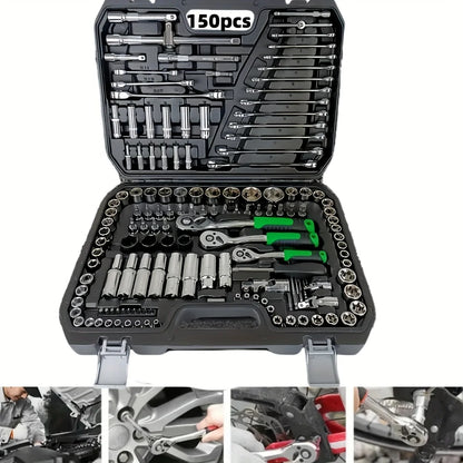 Set di 150/46 pezzi per la riparazione meccanica di auto, multifunzionale con set di chiavi a bussola, chiavi e cricchetti, kit per riparazione auto, set di attrezzi meccanici.