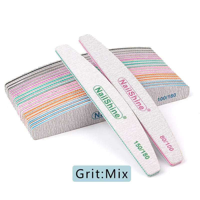50 pz Lima per unghie in acrilico Forte carta vetrata Blocco tampone per unghie per manicure Lime a ongle 80/100/150/180/240/320 Lime per barche lavabili