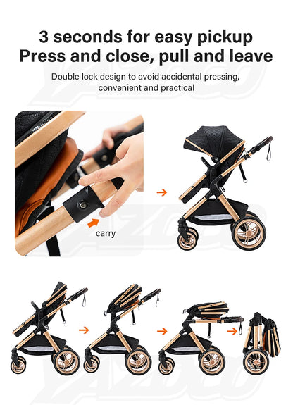 Passeggino 3 in 1 Passeggino multifunzionale Facile da viaggio pieghevole Seggiolino di sicurezza per carrozzina portatile Standard UE Spedizione gratuita