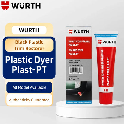 Rinnovatore per plastica nera Wurth Plast-PT, ripristinatore per finiture auto, vernice per paraurti e finiture esterne, detailing auto 75ml