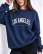 Felpa da donna con scollo rotondo, stampa con scritta LOS ANGELES, maniche lunghe, modello casual, ideale per un look streetwear, perfetta per l'autunno e l'inverno, felpa ampia.