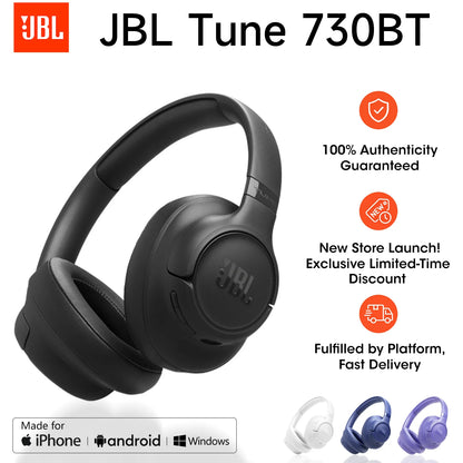 Cuffie wireless JBL Tune 730BT, dotate di tecnologia avanzata di cancellazione del rumore, leggere, pieghevoli, cuffie Bluetooth.