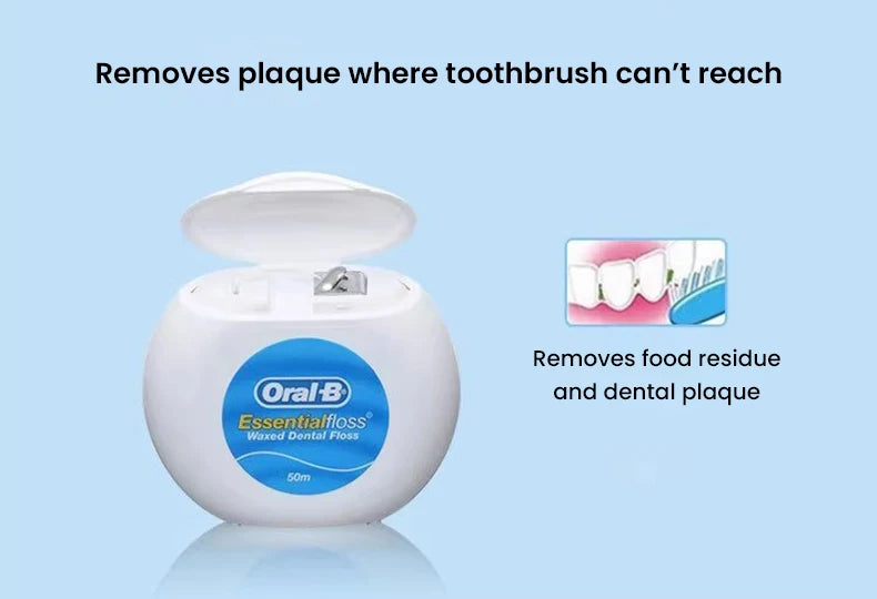 Filo interdentale essenziale Oral-B cerato alla menta, confezione da 50 m