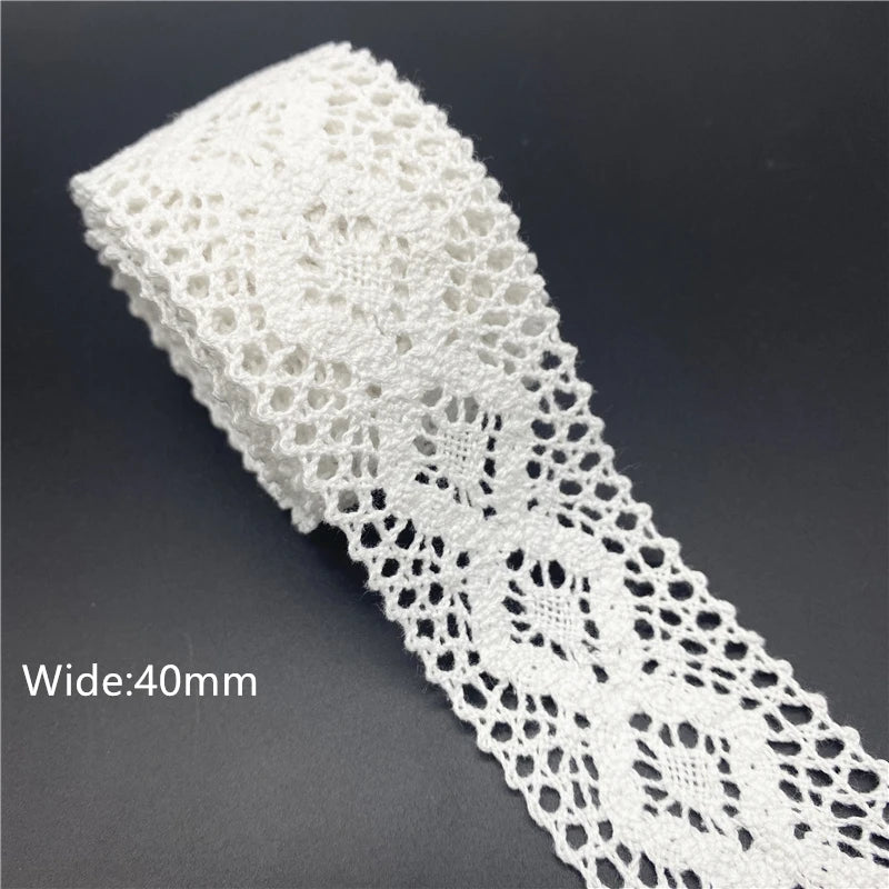 10mm-50mm 2 metri di nastro di pizzo di cotone 100% bianco per abbigliamento tessuto da cucito rifiniture in cotone all'uncinetto nastro di pizzo accessori fatti a mano