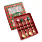 Set cucchiaio e forchetta natalizio in acciaio inossidabile caffè tè utensili da dessert confezione regalo design albero di Babbo Natale facile da pulire     6/4/2/1PZ