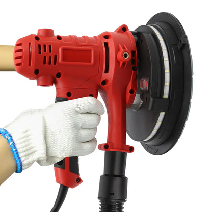 Levigatrice Elettrica per Cartongesso 800W, 1200-2500 RPM a Velocità Variabile, Lucidatrice con Aspirazione Polvere e Luce LED per Lavori su Soffitti/Intonaco