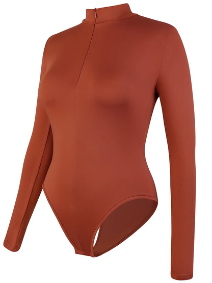 Body con colletto alla coreana con cerniera Donna Manica lunga Spazzolato Abiti invernali con fondo Sexy Streetwear Body Shaper Body pancia piatta
