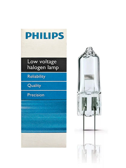 Lampada Alogena Philips 7158XHP 150W G6.35 24V Senza Riflettore, Luce Senza Ombra per Microscopi, Lampadina FCS per Proiezioni