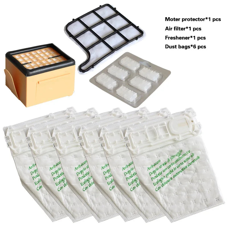 Set Multipli di Filtri HEPA, Filtro di Protezione Motore, Deodorante, Sacchetti per la Polvere per Aspirapolvere Folletto Vorwerk Kobold VK135 VK136 VK369