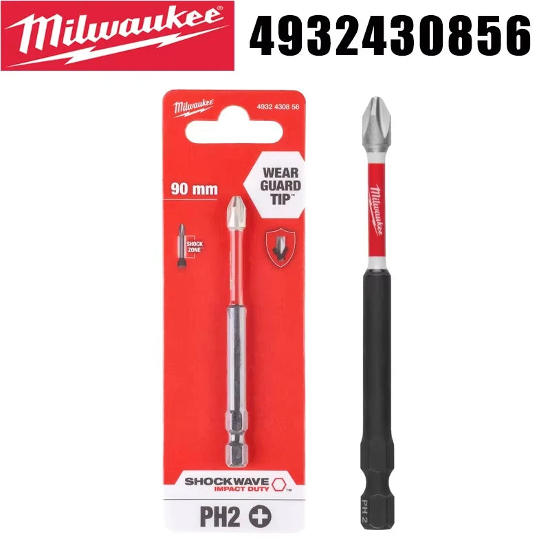 Punte per Trapano a Impatto Milwaukee Shockwave PH2, Serie di Punte per Avvitatore da 25mm/50mm/90mm