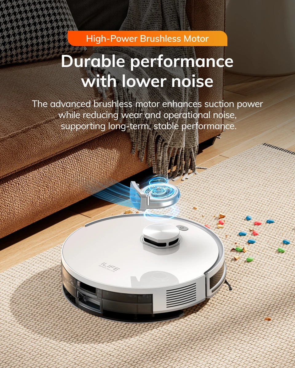 Robot Aspirapolvere ILIFE V30, Navigazione Laser, Aspirazione 10000Pa, Fino a 150 Minuti di Autonomia, Controllo APP, Pulizia Personalizzabile