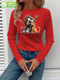 T-shirt da donna in 100% puro cotone, a maniche lunghe, con scollo rotondo, stile casual, con stampa grafica floreale, vestibilità ampia, ideale per la primavera e l'autunno.