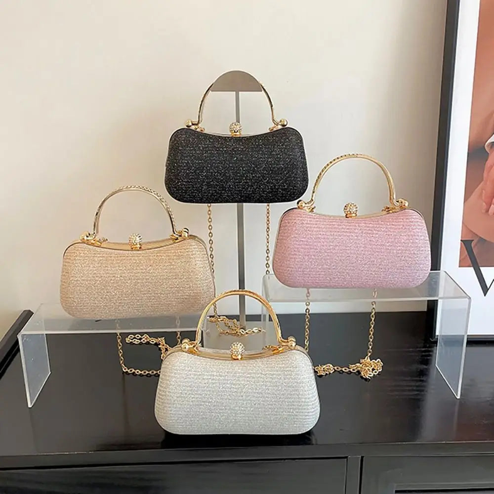Borsa da sera da donna con perline da sposa Borsa da pranzo Borse a tracolla a catena Elegante pochette con strass Borsa da sera a forma di uovo