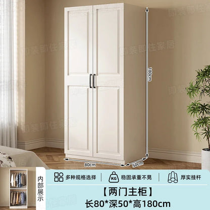 Armadio in stile crema per camera da letto, facile da montare, ideale per piccoli appartamenti, armadio in legno, mobile contenitore per stanze in affitto.
