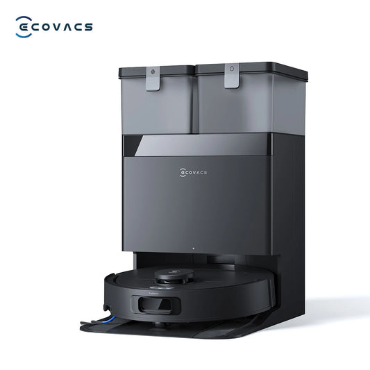 Robot aspirapolvere e lavapavimenti ECOVACS DEEBOT T30e OMNI, non si impiglia sui peli di animali domestici, autonomia di 180 minuti, silenzioso (64 dB), aspirazione da 25000 Pa, base con sistema di svuotamento automatico.