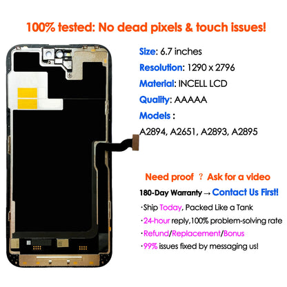 LCD incell AAA di alta qualità per iPhone 14 Pro Max Display Touch 14 promax Sostituzione schermo Digitizer Assembly Parti di riparazione