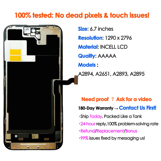 LCD incell AAA di alta qualità per iPhone 14 Pro Max Display Touch 14 promax Sostituzione schermo Digitizer Assembly Parti di riparazione