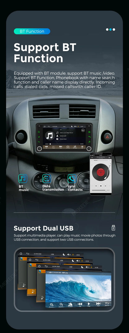 MEKED Autoradio Linux 7 Pollici con CarPlay Wireless e Android Auto per Toyota Yaris Corolla RAV4 Avensis Aygo Prius, Lettore Multimediale Universale 4K con Schermo per Telecamera Posteriore